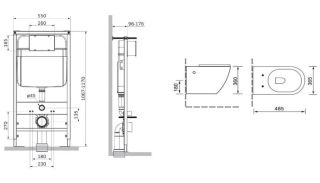 Комплект SantiLine SL-5009 + SL-01 безободковый белый унитаз с сиденьем микролифт и инсталляция с клавишей смыва хром
