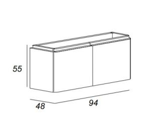 Тумба Cezares под раковину подвесная, с четырьмя выдвижными ящиками 55226 Bianco opaco, 94x48x55