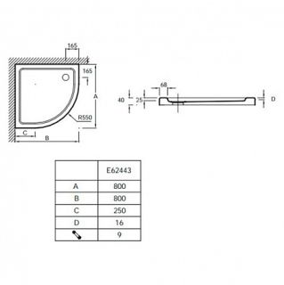 Душевой поддон Jacob Delafon FLIGHT E62443-00 80*80