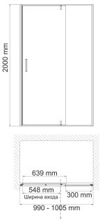 Душевая дверь Wasserkraft Aisch 100см золото 55P12