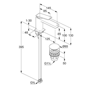 Смеситель для раковины Kludi Decus 542673975 чёрный матовый