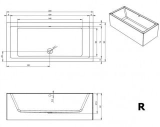 Акриловая ванна Riho Lugo Plug and Play B137014005 R 200х90см белый