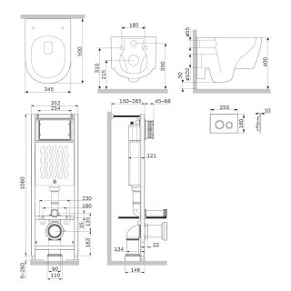 Комплект унитаза с инсталляцией AM.PM  Jupiter IS110101.DX77C1700 с клавишей белой