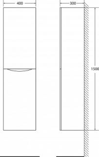 Шкаф-колонна BelBagno подвесной левосторонний 40x150см Rovere Nature FLY-MARINO-1500-2A-SC-RN-P-L