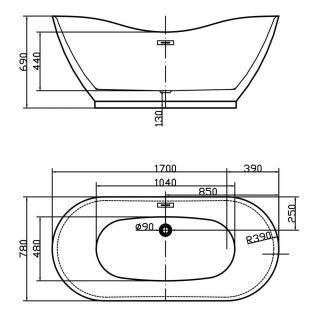Акриловая ванна Swedbe Vita 8835 170x78см белый