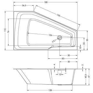 Акриловая ванна Riho Rethink Space Fall B116006005 L заполнение через перелив 180х110см белый