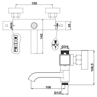 Смеситель для ванны Swedbe Hermes 9043 термостатический хром