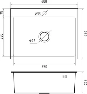 Мойка кухонная GranFest METAL 6045 PVD графит