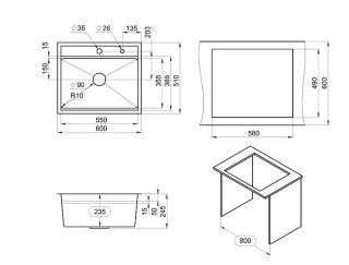 Мойка кухонная Granula 6051, СТАЛЬ МАТОВАЯ