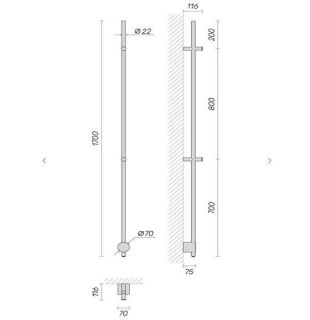 Электрический полотенцесушитель Broner Bruno BV.007.170.0000.MG 170 см с кнопкой золото матовое