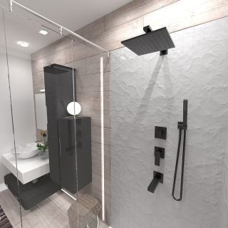 Верхний душ Paini 50PZ759QQ25 25см чёрный матовый