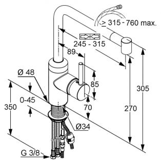 Смеситель для кухни Kludi L-Ine хром 428210577