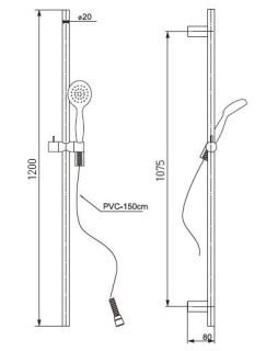 Душевой гарнитур Paini Bergamo BRCR121L12 120см хром