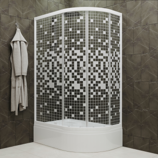 Душевой уголок Triton Коралл Щ0000061782 левый 120x80 см профиль белый стекло мозаика