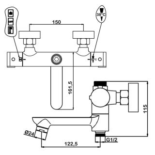 Душевая стойка Swedbe Hermes 9090GH с термостатическим смесителем для ванны хром