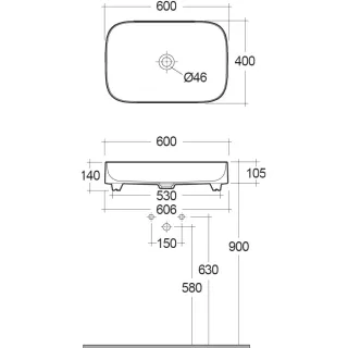Раковина Kludi Resa S 58CW40O2 60 см светло-серый матовый