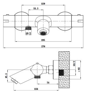 Смеситель для ванны ESKO Mikros T3054 Black черный