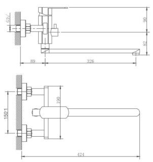 Смеситель для ванны Haiba HB22806 сталь