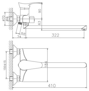 Смеситель для ванны Haiba HB2201 хром