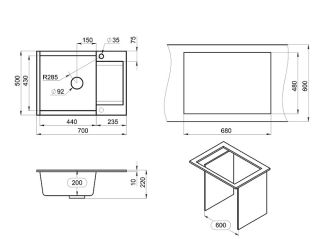 Мойка кухонная Granula 7003, ЧЁРНЫЙ