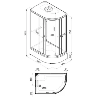 Душевая кабина Triton Коралл Щ0000061819 левая 120x80 см профиль белый стекло мозаика