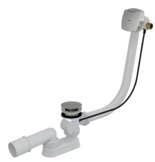 Слив-перелив для ванны AlcaPlast с напуском воды через перелив для ванн с толстыми стенами 80см хром A565KM1-80