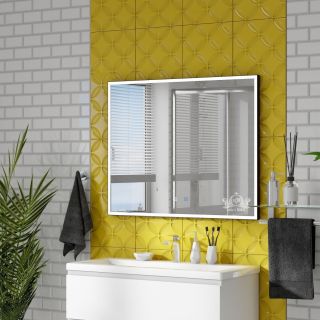 Зеркало с подсветкой и функцией антизапотевания Art&Max Arezzo 100x80см чёрный AM-Are-1000-800-DS-FC-H-Nero