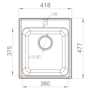 Мойка кухонная Reflexion Quadra 43-BL RF0243BL черный