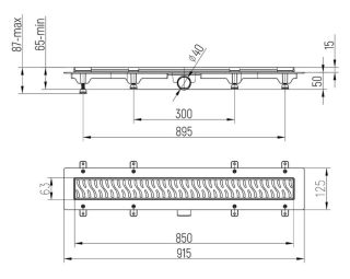 Душевой лоток Paini Harmony CH850HN с рамкой 85см хром глянец