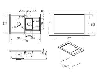 Мойка кухонная Granula 7808, ЧЁРНЫЙ