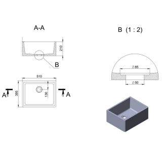 Раковина Holbi Halley 51см бетон 2.02.012.44.4