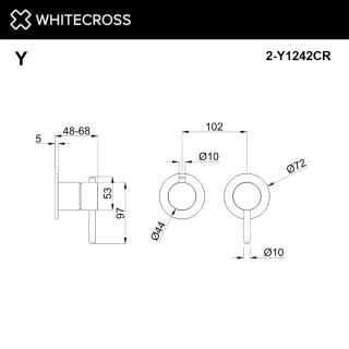 Внешняя часть смесителя на 2 потребителя WHITECROSS 2-Y1242GM оружейная сталь