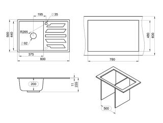 Мойка кухонная Granula 8002, БАЗАЛЬТ