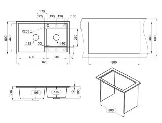 Мойка кухонная Granula 8201, АЛЮМИНИУМ