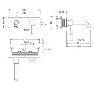 Смеситель встраиваемый для раковины Timo Saona 2371/18SM чёрное золото