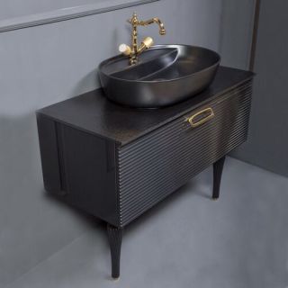 Тумба под раковину Armadi Art Vallessi Avangarde Linea 80см чёрный/хром 842-080-BCR