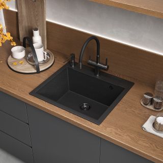 Мойка кухонная Reflexion Cubi 55-CL RX1555CL уголь