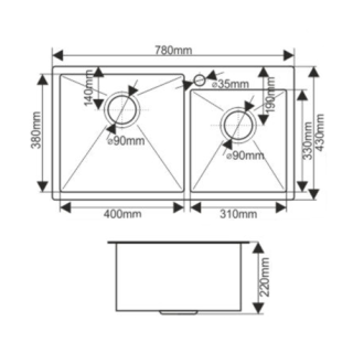 Мойка S7843H Melana ProfLine 3,0/220 сатин