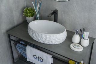 Раковина Gid 9030wf 51187 накладная белая 48x34x15