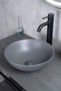 Раковина Gid 9081gnm 53404 накладная серая матовая 36x36x14