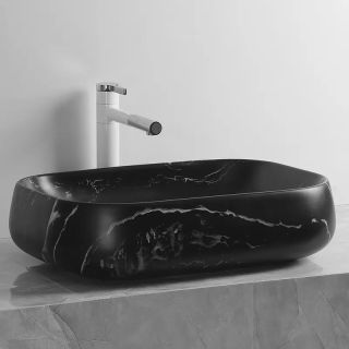 Раковина Cerutti SPA CR0086 MMB2 56см матовый чёрный мрамор