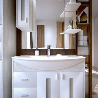 Тумба под раковину Бриклаер Бали 4627125411311 85 см светлая лиственница/белый