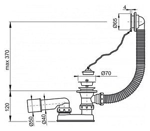 Слив-перелив для ванны AlcaPlast хромированный 57см A501