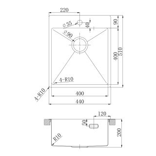 Кухонная мойка Lemark Janga 440 9932104 чёрный матовый