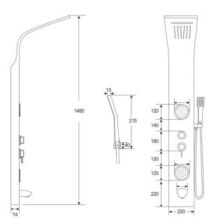 Панель душевая Cerutti SPA Twin W CT9985 с форсунками белый