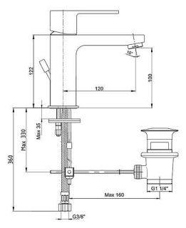 Смеситель для раковины E.C.A. Nita 102188047EX с донным клапаном хром