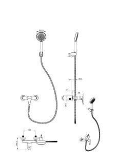 Смеситель для душа с гарнитуром Wonzon & Woghand Alfa WW-AE3102-MW белый матовый