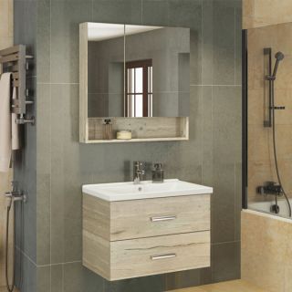 Comforty Тумба-умывальник "Парма-80" дуб дымчатый с раковиной "Миранда-80"