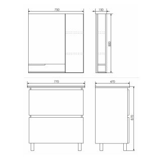 Comforty Тумба-умывальник "Верона-75" дуб белый с раковиной Comforty 75Е