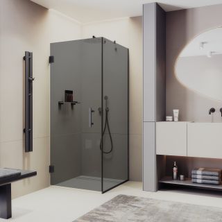 Душевой уголок MaybahGlass MGY-1309-6 100x100см чёрный/графит